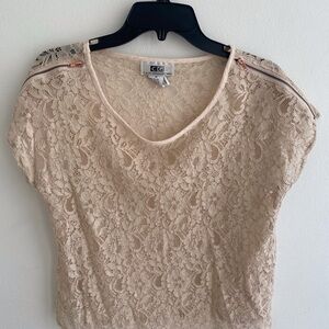 Beige Lace Women Top